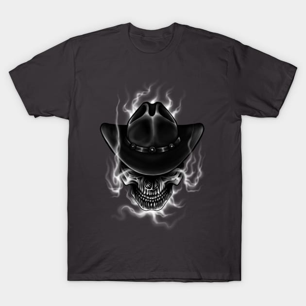 Wild West Justice Skeleton Cowboy Design T-Shirt by Jarecrow 